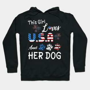 This Girl Loves USA And Her Dog Happy Father Parent July 4th Day Nana Mom Aunt Sister Wife Daughter Hoodie